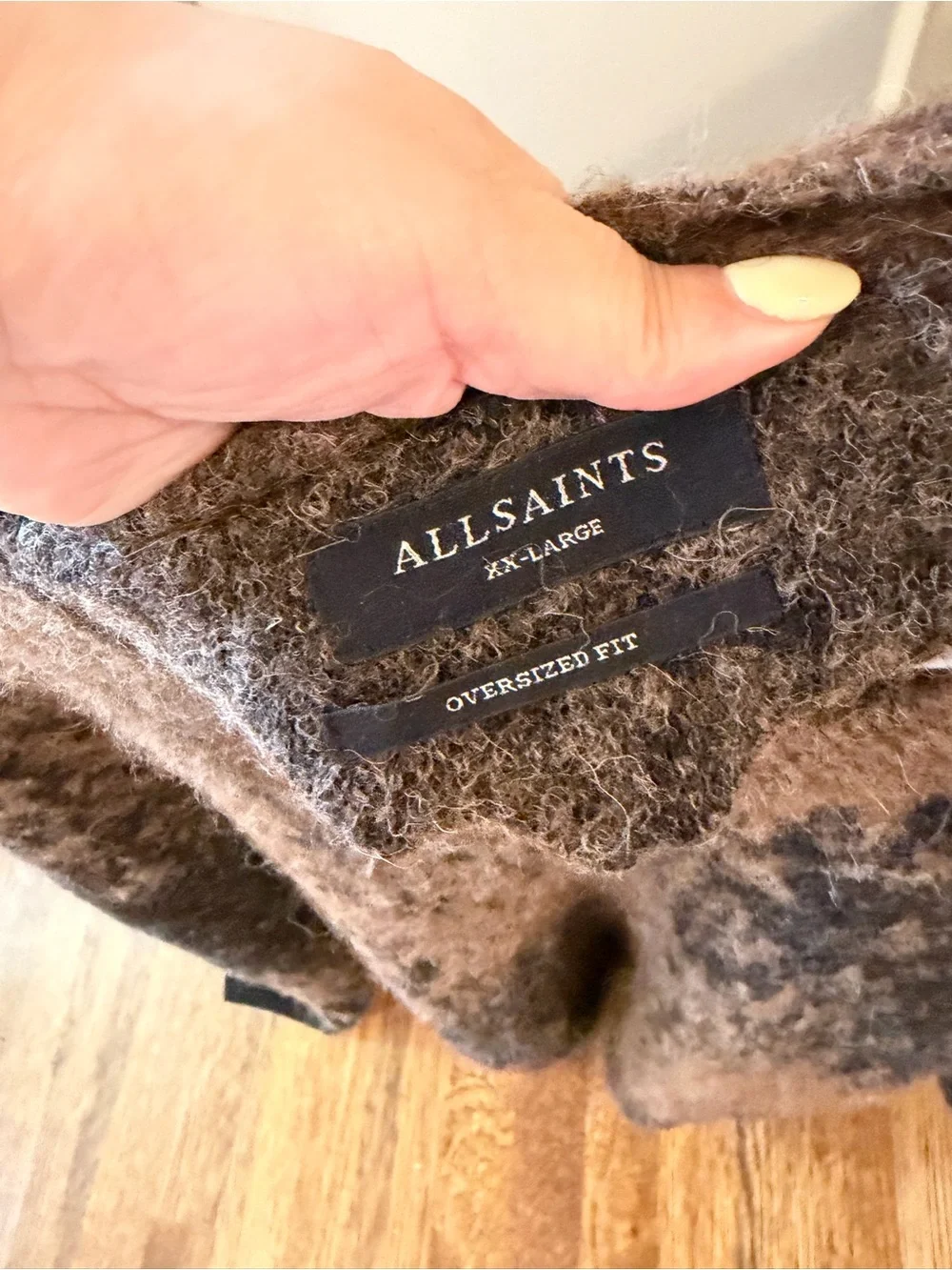 All Saints Brown and Black Marled Crewneck Sweater - Men's